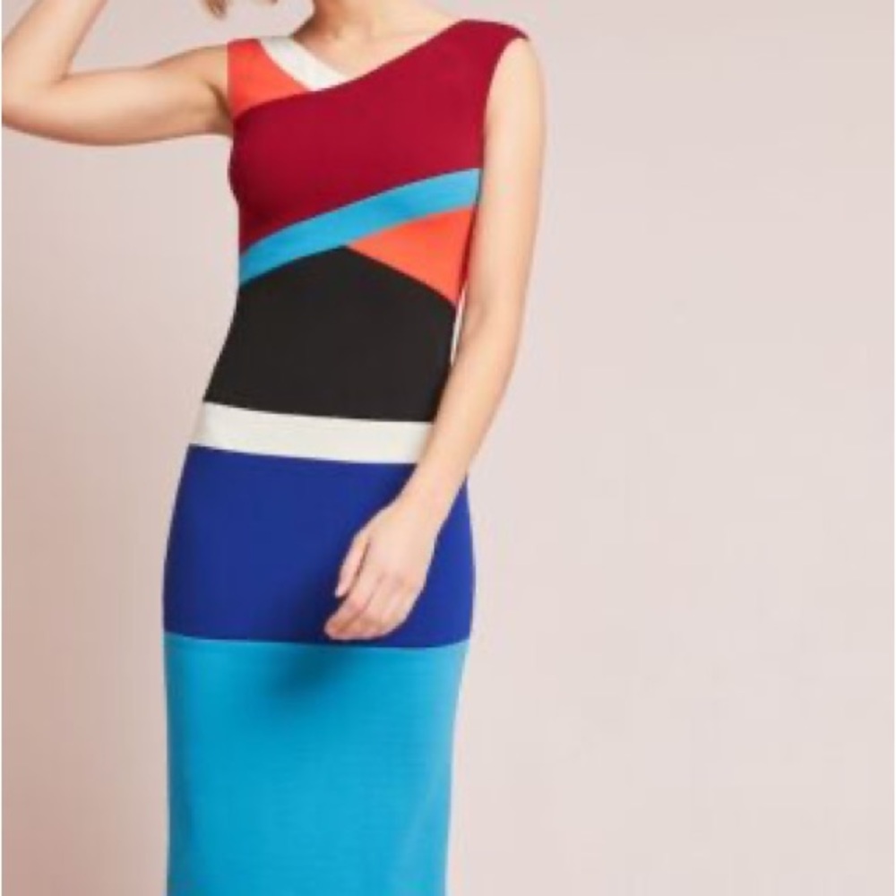 Anthropologie Tracy Reese Body Con Geometric Multi Colored Sleeveless Dress